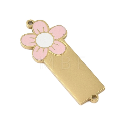 304 Stainless Steel Pink Enamel Connector Charms STAS-P377-14G-B-1