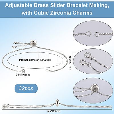 32Pcs Rack Plating Adjustable Brass Slider Bracelet Making KK-SP0001-78P-1