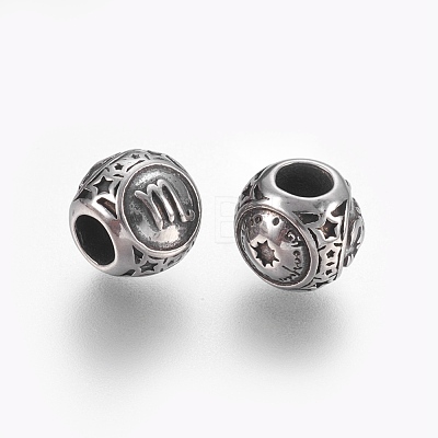 316 Surgical Stainless Steel European Beads STAS-F195-128P-09-1