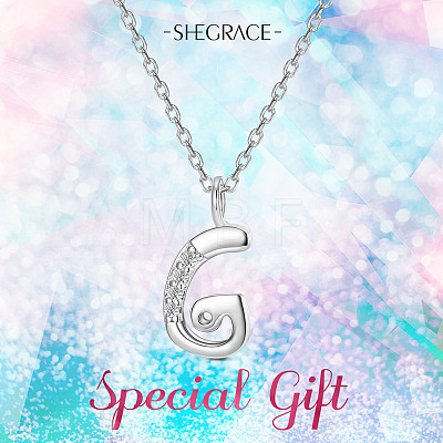 SHEGRACE Rhodium Plated 925 Sterling Silver Initial Pendant Necklaces JN903A-1