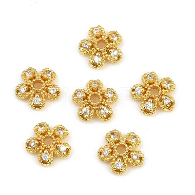 Brass Micro Pave Clear Cubic Zirconia Bead Caps CU-CBA6A75-28G-1