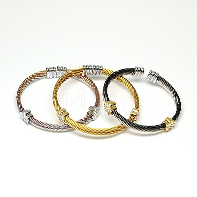 Trendy Women's 304 Stainless Steel Torque Bangles BJEW-N225-47-1