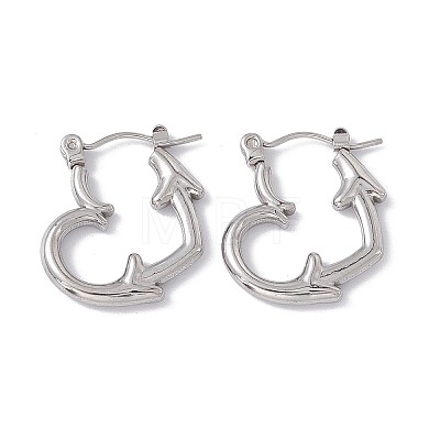 Tarnish Resistant 304 Stainless Steel Heart with Arrow Hoop Earrings for Women EJEW-E199-06P-1