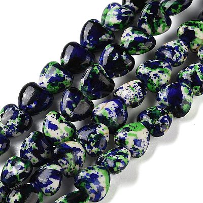 Spray Printed Synthetic Turquoise Beads Strands TURQ-P002-01A-01-1