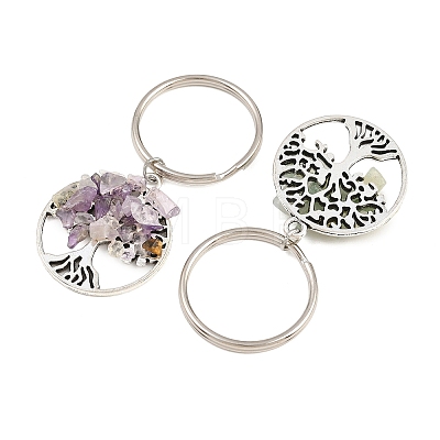 4 Sets Natural Stone Keychains KEYC-FH0001-20-1-1