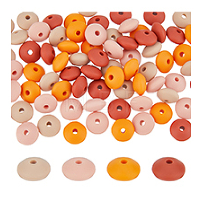 DICOSMETIC 80Pcs 2 Bags Rondelle Food Grade Eco-Friendly Silicone Focal Beads SIL-DC0001-39B-1