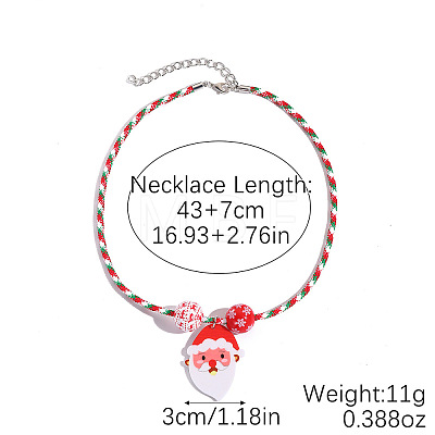 Christmas Acrylic Pendant Polyester Cord Necklaces with Alloy End Chains FS-WG3DBCD-02-1