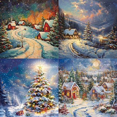 24Pcs 12 Styles Christmas Snowy Night Scrapbook Paper Pad PW-WG39EAF-01-1