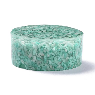 Resin with Natural Amazonite Chip Stones Ashtray DJEW-F015-01D-1