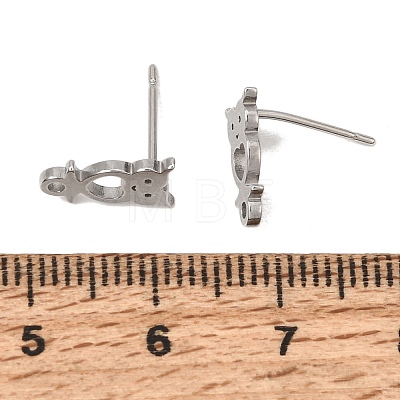 304 Stainless Steel Owl Stud Earring Findings SA-CBAAD0D-04P-1