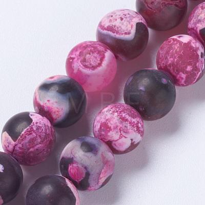 Natural Fire Crackle Agate Bead Strands G-E393-8mm-08C-1