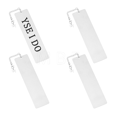 4Pcs Rectangle 201 Stainless Steel Blank Bookmarks AJEW-UN00004-1