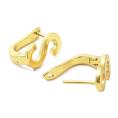 Brass Letter Stud Earrings for Women EJEW-A038-01S-G-1