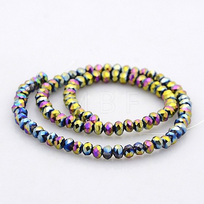 Full Plated Faceted Rondelle Glass Beads Strands GLAA-A024B-FP04-1