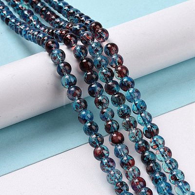 Baking Painted Glass Beads Strands X-DGLA-Q023-6mm-DB69-1