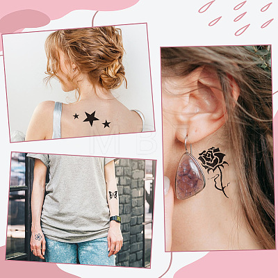 Gorgecraft 12 Sheets 6 Style Cool Sexy Body Art Removable Temporary Tattoos Paper Stickers DIY-GF0007-12-1