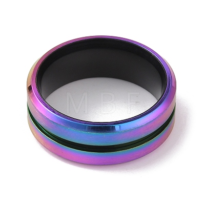 304 Stainless Steel Grooved Finger Ring for Men Women RJEW-WH0011-09D-MC-1