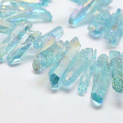 Electroplated Natural Quartz Crystal Beads Strands G-P267-02A-1