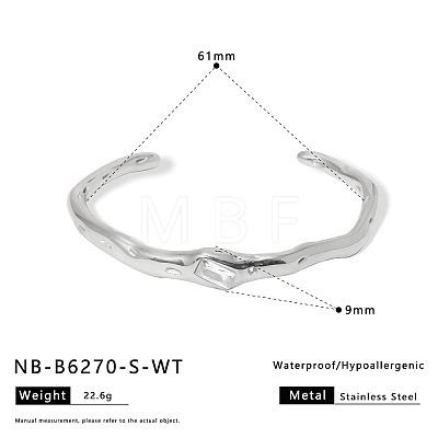 304 Stainless Steel Micro Pave Clear Cubic Zirconia Cuff Bangles for Women WG3B407-05-1