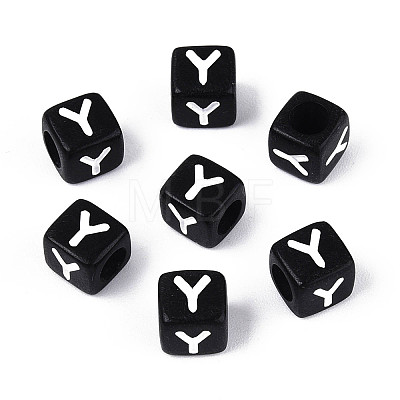 Initial Acrylic Horizontal Hole Beads OACR-ZX006-35Y-1
