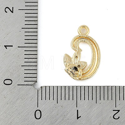 Brass Crystal Rhinestone Letter Links Connector Charms KK-S395-06G-C-1