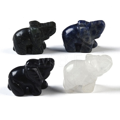 Natural Mixed Gemstone Elephant Figurines DJEW-M015-02-1