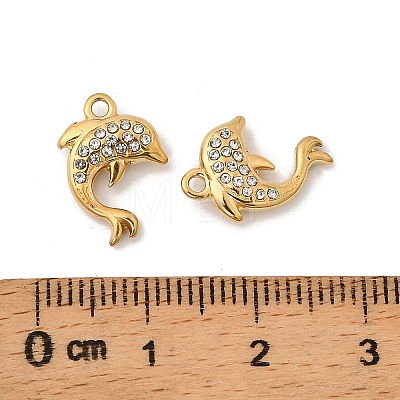 304 Stainless Steel with Crystal Rhinestone Charms STAS-G358-05G-08-1
