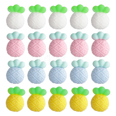 Globleland 20Pcs 4 Colors Pineapple Food Grade Eco-Friendly Silicone Beads SIL-GL0001-05-1