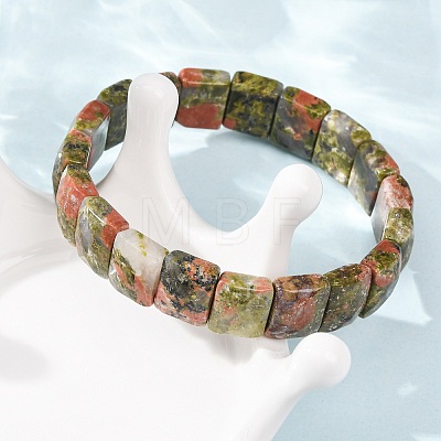 Natural Unakite Beaded Stretch Bracelets for Unisex G-K303-02H-1