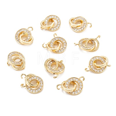 Brass Micro Pave Clear Cubic Zirconia Links Connectors ZIRC-G170-07G-1