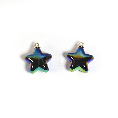 10Pcs UV Plated Iridescent Opaque Resin Pendants PW-WG9DE9F-11-1