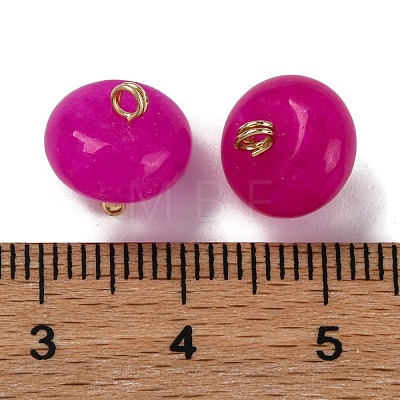 Natural White Jade Dyed Saucer Charms with Rack Plating Golden Tone Brass Bails KK-B103-17B-02-1