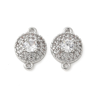 Brass Micro Pave Cubic Zirconia Connector Charms KK-U056-31P-1