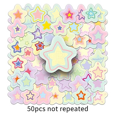 50Pcs Cute Star PVC Self-Adhesive Stickers PW-WG31145-01-1