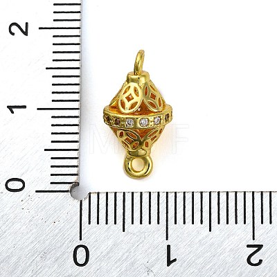 Brass Micro Pave Clear Cubic Zirconia Hollow Bicone Connector Charms KK-A230-05E-G-1