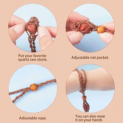 Adjustable Braided Waxed Cord Macrame Pouch Necklace Making NJEW-I243-A04-1
