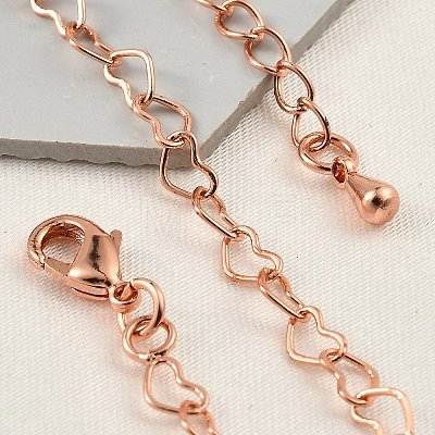 Brass Heart Link Bracelets for Women BJEW-G735-07RG-1