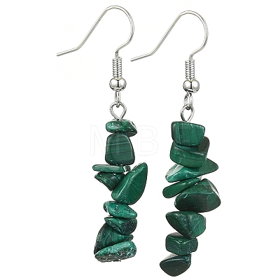 Natural Green Aventurine & Prehnite & Malachite & Peridot Chip Dangle Earrings Set for Women EJEW-JE06245-05-1