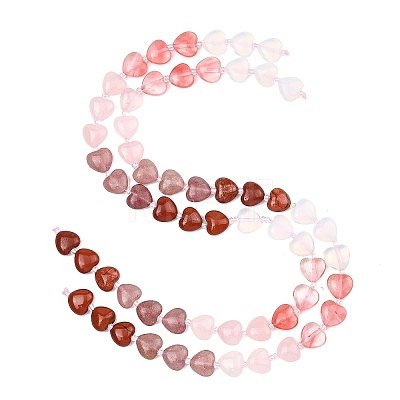 Gradient Color Opalite & Cherry Quartz Glass & Natural Strawberry Quartz & Rose Quartz & Red Jasper Beads Strands G-B185-A13-1