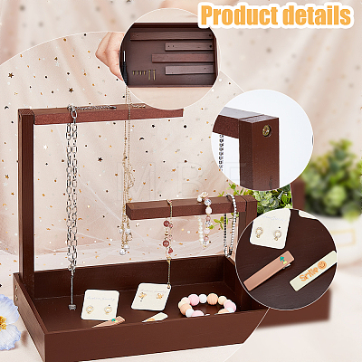 Rectangle Wood Jewelry Display Stands ODIS-WH0329-34B-1