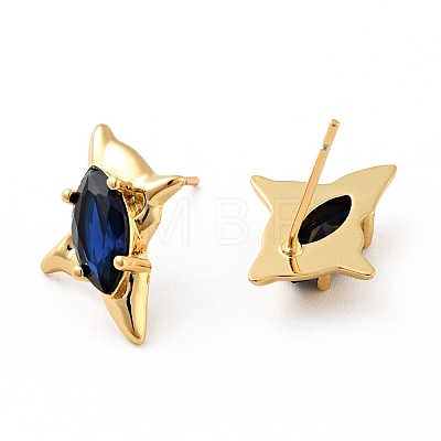 Cubic Zirconia Star Stud Earrings EJEW-G297-26G-1