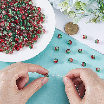 3 Strands Two-Tone Crackle Baking Paint Transparent Glass Beads Strands CCG-SP0001-01A-1