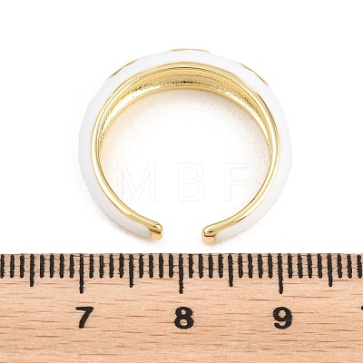 Brass Enamel Cuff Open Rings RJEW-P190-01G-1