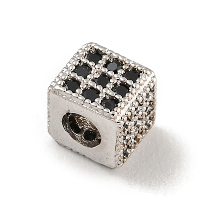 Brass Micro Pave Black Cubic Zirconia Beads KK-G493-37A-P02-1