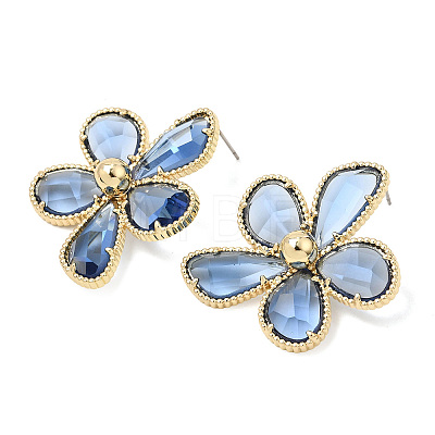 Brass Glass Stud Earrings for Women KK-CBABDD8-18G-1