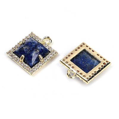 Natural Lapis Lazuli Faceted Square Charms G-I375-06G-02-1