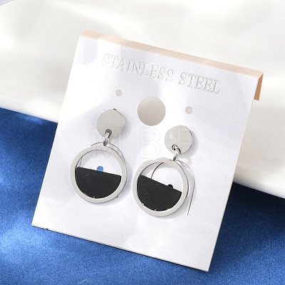 304 Stainless Steel Plastic Dangle Stud Earrings EJEW-Z089-16P-1