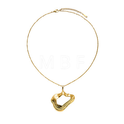304 Stainless Steel Textured Hollow Pendant Necklaces for Women WG18037-04-1