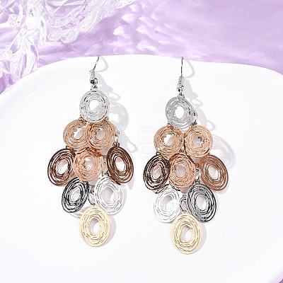 430 Stainless Steel Oval Dangle Earrings EJEW-A137-13M-1