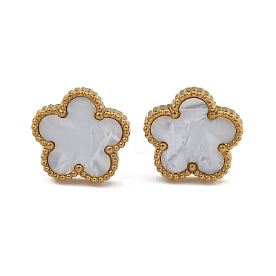 Ion Plating(IP) Flower Golden 304 Stainless Steel Stud Earrings EJEW-H129-03G-05A-1